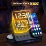 15W Wireless Chargers Stand 5 In1 LED Digital Alarm Clock Fast Charging Dock Station - Image 2