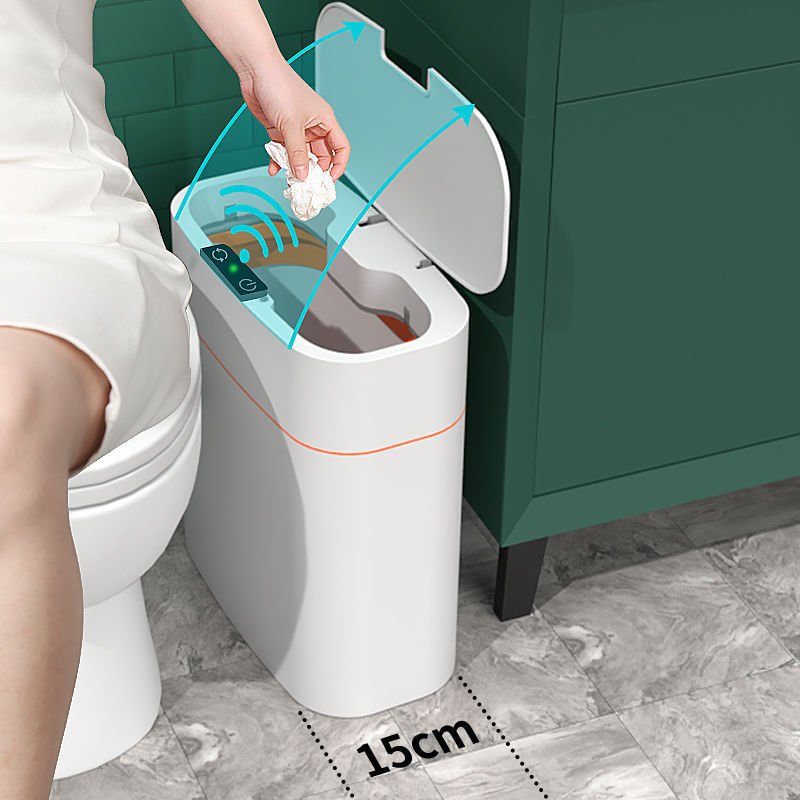 5b550ffa-4584-428c-ae89-d0dae28a0644-1.jpg Smart Trash Can With Lid For Bedroom And Living Room Kitchen Storage Box Trash Can Induction Small Car Box Automatic Smart Dustbin Smart Trash Bin - Image 1
