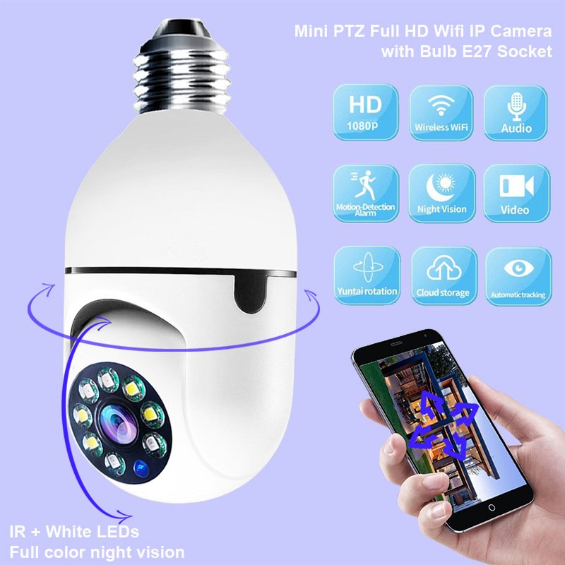 5ebef5a0-7ce6-4785-87ce-3894da9fe895-1.jpg WiFi CAMERA 1080P Bulb 4X Zoom Camera E27 Home 5GWiFi Alarm Monitor - Image 1