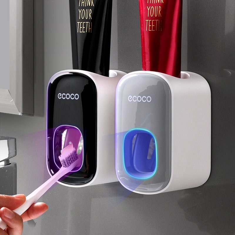 83244b96-d064-453c-94ba-21ea950ceb8f.jpg Wall Mounted Automatic Toothpaste Holder Bathroom Accessories Set Dispenser - Image 1