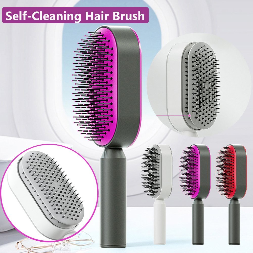 bd634f89-fe46-4b87-a74d-c9db19461aef.jpg Self Cleaning Hair Brush For Women One-key Cleaning Hair Loss Airbag Massage Scalp Comb Anti-Static Hairbrush - Image 1