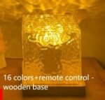 LED Water Ripple Ambient Night Light USB Rotating Projection Crystal Table Lamp RGB Dimmable Home Decoration 16 Color Gifts - Image 3
