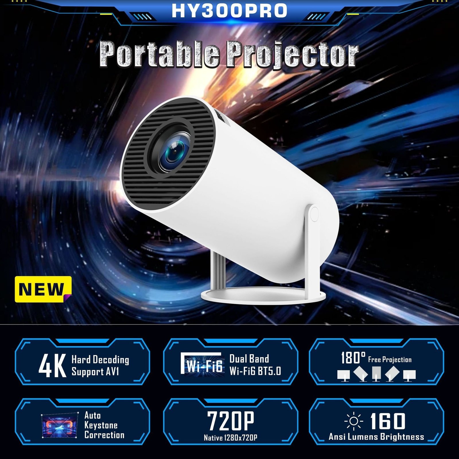 f2584749-2426-4f45-8571-e9dd3a8a356a_trans.jpeg HY300 Pro Projector Home Theater Entertainment Portable Small Projector - Image 1