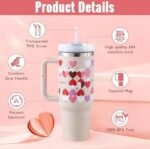 40 Oz Tumbler With Handle Straw Insulated, Stainless Steel Spill Proof Vacuum Coffee Cup Tumbler With Lid Tapered Mug Gifts For Valentine Lover Suitable For Car Gym Office Travel - Image 4
